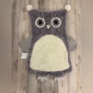 Gray and Cream Owl Plush tummy time mat